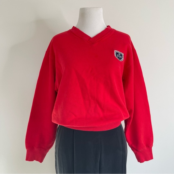 Vintage 90s Hang Ten 100% Pure Cotton Embroidered Logo Crewneck Red Sweatshirt - Picture 15 of 15